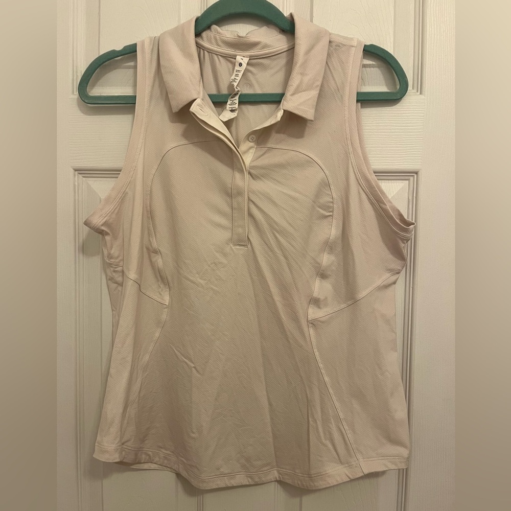 Lululemon, Collared sleeveless polo, white, size 12